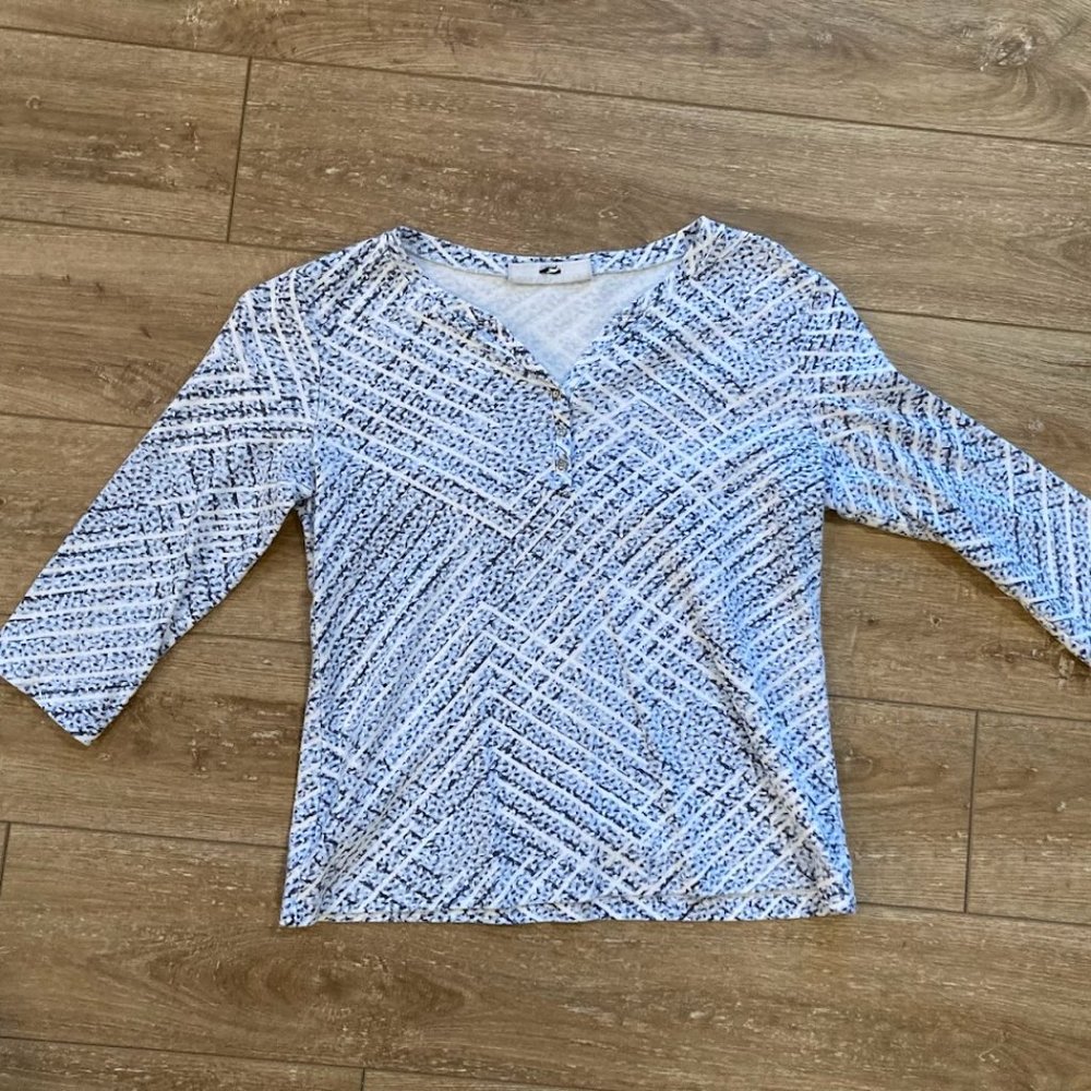 Karen Scott Petites Soft Three-Quarter Sleeve Top Size Small